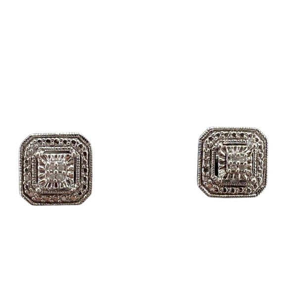 Designer 925 Sterling Silver Round Diamond Cluster Anniversary Stud Earrings - Picture 2 of 11